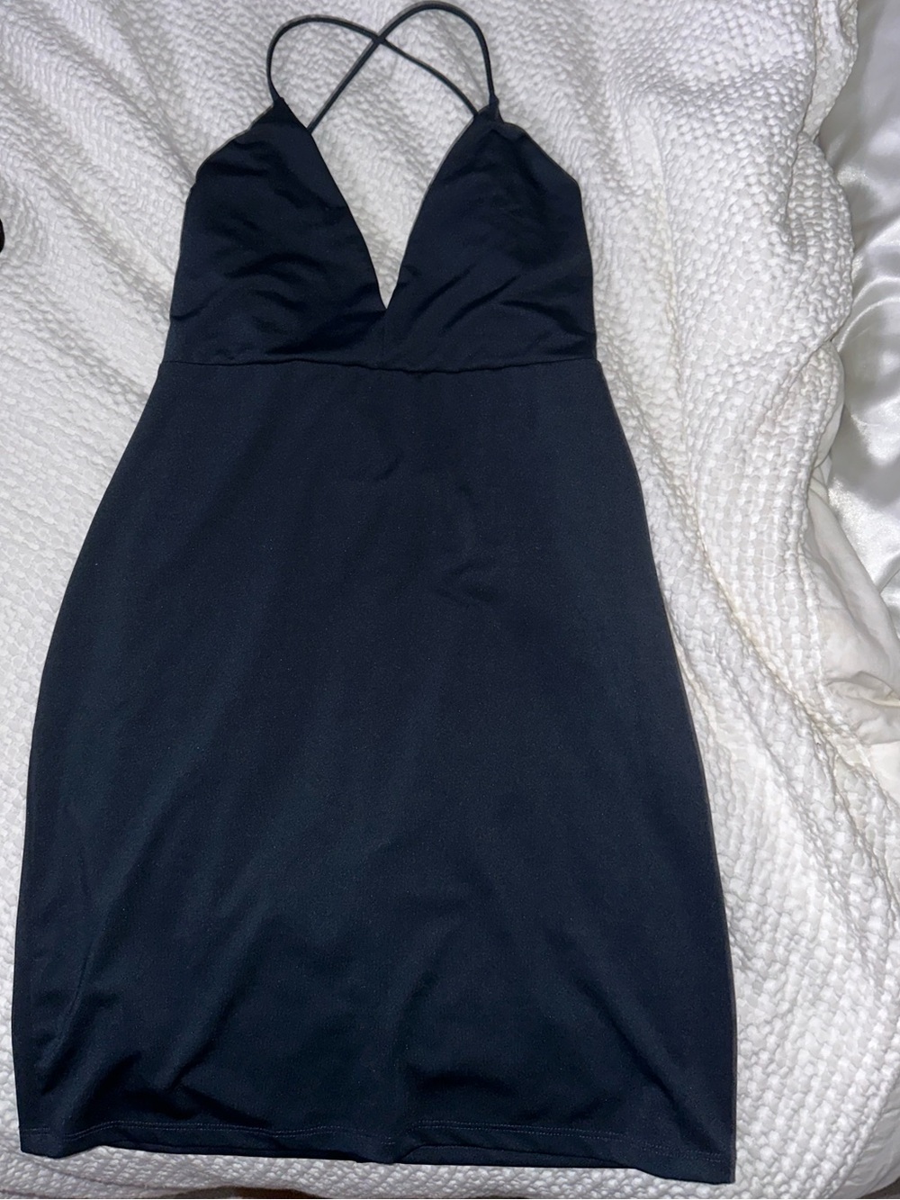 Blue Solemio Strappy V-Neck Bodycon Dress